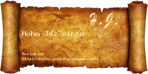 Hohn Jácinta névjegykártya